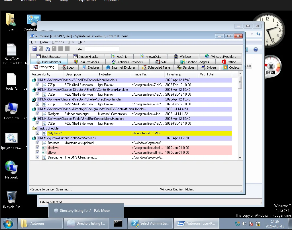 Autoruns persistence entry