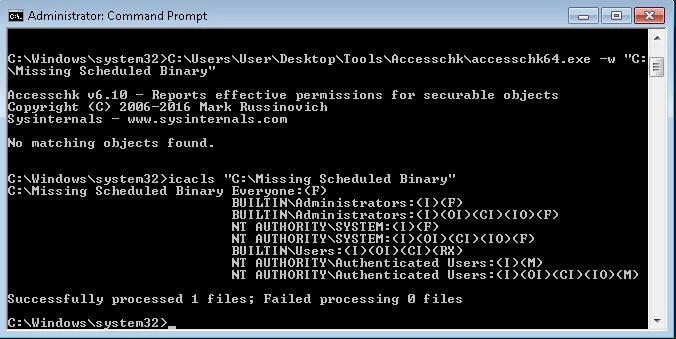 Scheduled task missing binary evidence